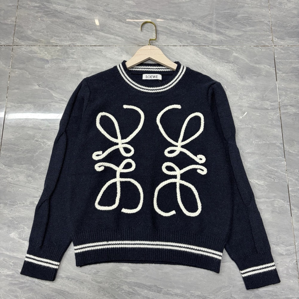 Loewe black round-neck long-sleeve sweater